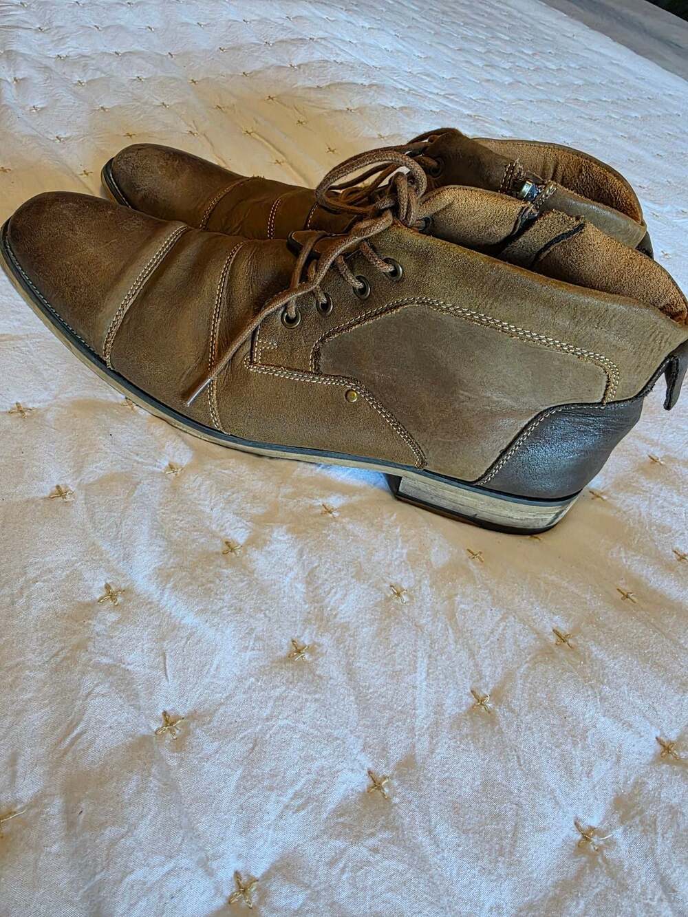 Vintage Steve Madden Johnnie Brown Leather Cap Toe Side Zip Ankle Boots